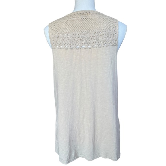 J Jill Crochet Sleeveless Top‎ Beige Knit PomPom Detail Size Small - Picture 3 of 8